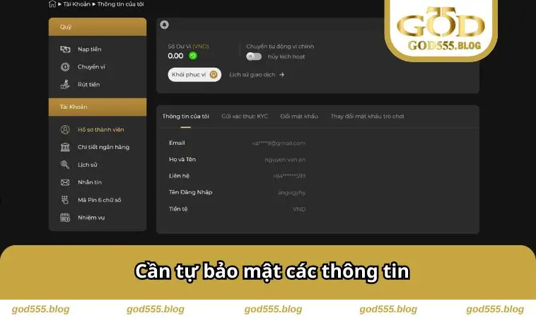 Cần tự bảo mật các thông tin