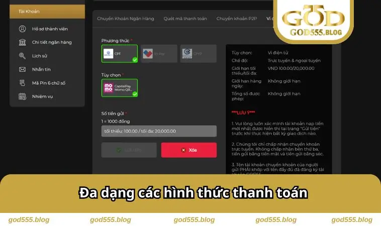 Đa dạng hình thức thanh toán