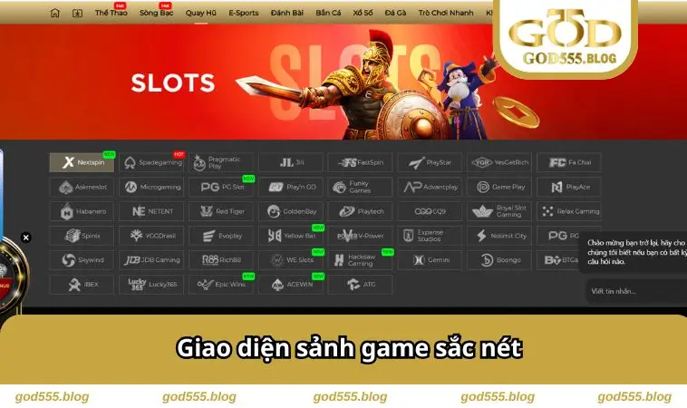 Giao diện sảnh game sắc nét