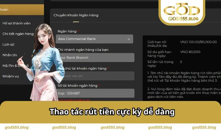 Thao tác rút cực dễ dàng